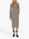 Lollys Laundry Emerald Stripe Midi Dress, Chocolate/Cream