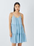 John Lewis ANYDAY Tiered Mini Beach Dress, Mid Blue