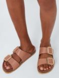 John Lewis Lagos Leather Double Buckle Footbed Sandals, Blush