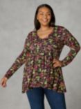 Live Unlimited Curve Ditsy Print Empire Seam Top, Black/Multi