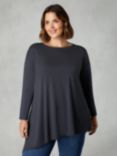 Live Unlimited Curve Jersey Asymmetric Hem Top, Grey