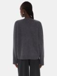 Whistles Relaxed Wool Pocket Cardigan, Dark Grey