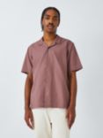 John Lewis ANYDAY Cotton & Linen Cuban Collar Shirt, Rose Brown