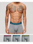 Superdry Organic Cotton Blend Trunks, Pack of 3, Grey Marl