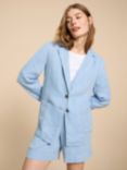 White Stuff Loren Linen Blend Blazer, Chambray Blue