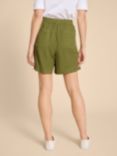 White Stuff Elle Linen Blend Shorts, Dark Green