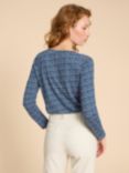 White Stuff Nelly Cotton Long Sleeve Top, Blue Pr, Blue Pr