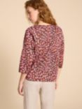 White Stuff Rae Organic Cotton Abstract Print Blouse, Pink/Multi