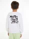 Calvin Klein Kids' Grid Logo Sweatshirt, White