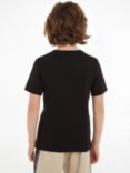 Calvin Klein Kids' Cotton Monogram Short Sleeve T-Shirts, Pack of 2, Keepsake Blue/Ck Black