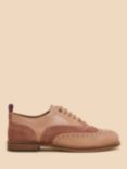 White Stuff Lace Up Leather Brogues, Mid Pink
