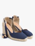 Castañer Chiara Cotton Wedge Espadrille Sandals, Azul Oxford
