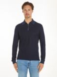 Tommy Hilfiger Structure Slim Long Sleeve Polo Top, Desert Sky