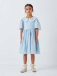 John Lewis Heirloom Collection Embroidered Oversized Collar Dress, Blue