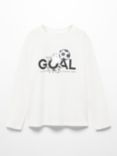 Mango Kids' Goal Sequin Long Sleeve T-Shirt, Natural White