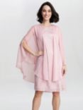 Gina Bacconi Saskia Foil Floral Dress with Chiffon Cape, Rose Pink