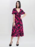 Gina Bacconi Esme Jersey Wrap Dress, Black/Pink