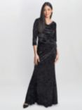 Gina Bacconi Whitney Velvet Sparkle Maxi Dress, Black, Black/Multi