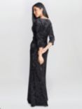 Gina Bacconi Whitney Velvet Sparkle Maxi Dress, Black, Black/Multi