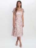 Gina Bacconi Davina Embroidered Floral Sequin Dress, Blush