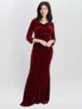 Gina Bacconi Sophie Velvet Maxi Dress, Wine