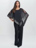 Gina Bacconi Eve Asymmetrical Cape Jumpsuit, Black