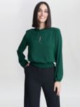 Gina Bacconi Jolene Frill Neck With Waist Shirring Top, Green