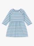 Petit Bateau Baby Long Sleeved Stripy Jersey Dress, Azul/Montelimar