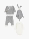 Petit Bateau Baby Breton Stripe 3 Piece Outfit & Comforter Gift Set, Smoke