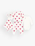 Petit Bateau Baby Heart 3 Piece & Comforter Gift Set, White/Red