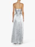 True Decadence Crinkle Pleated Strappy Maxi Dress, Silver