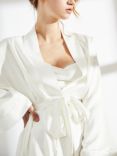 True Decadence Satin Kimono Gown, White