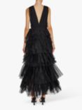 True Decadence Eliza Plunge Neck Layer Tulle Maxi Dress, Black
