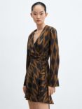 Mango Rombi Print Wrap Dress, Black/Multi
