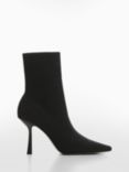 Mango Mirta Heeled Sock Boots, Black