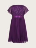 Monsoon Kids' Keita Cape Sequin Dress, Purple