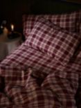 Piglet in Bed Plaid Linen Fitted Sheets, Berry