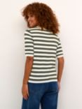 KAFFE Milo Short Sleeve Striped T-Shirt, Chalk/Forest Night