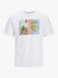 Jack & Jones Kids' Navin Logo Palm Tree T-Shirt, White/Multi