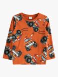 Lindex Kids' Car Print Long Sleeved Top, Orange/Multi
