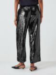 Theory Sequin Relax Straight Leg Trousers, Black