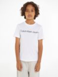 Calvin Klein Kids' Cotton Classic Logo Short Sleeve T-Shirt, Bright White