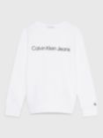 Calvin Klein Kids' Cotton Logo Sweatshirt, Bright White