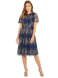 Yumi Floral Embroidered Dress, Navy