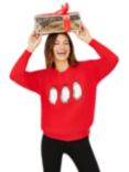 Yumi Christmas Festive Penguin Knitted Jumper, Red