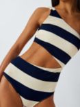 John Lewis Hello Sailor Stripe Cut Out Swimsuit, Blue