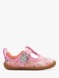 Clarks Baby Roamer Bloom Floral Print T-Bar Shoes, Pink