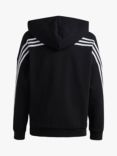 adidas Kids' Future Icons 3 Stripes Full Zip Hooded Tracksuit Top, Black/White