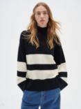 InWear Othilia Cashmere Blend Turtleneck Pullover Jumper, Black/White