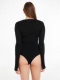 Calvin Klein Henley Fine Wool Bodysuit, Black, Black